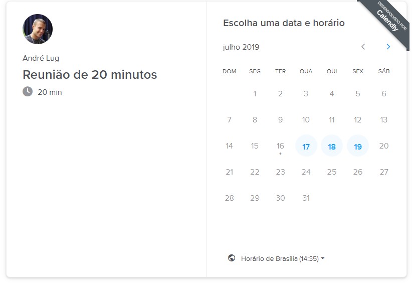 Marcação de dia no calendly