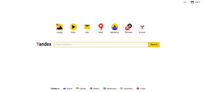 sistema de busca Yandex