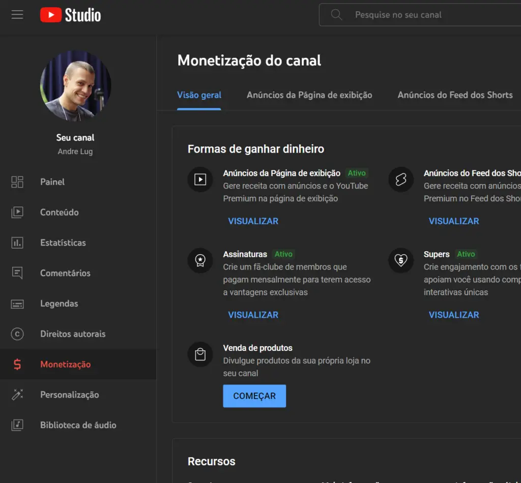 usando a monetização do youtube com publicidade para ganhar dinheiro