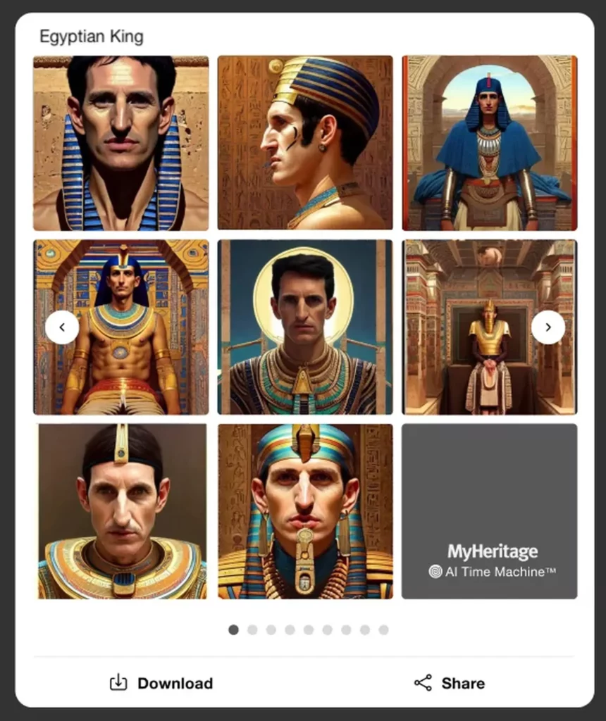 Fundador e CEO do MyHeritage Gilad Japhet como um faraó egípcio
