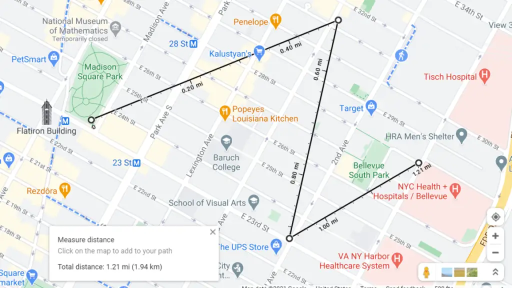 como mensurar uma distância no google maps