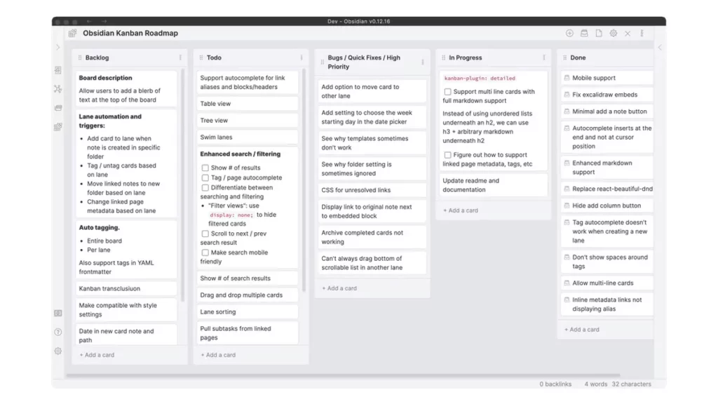 usar kanban do obsidian