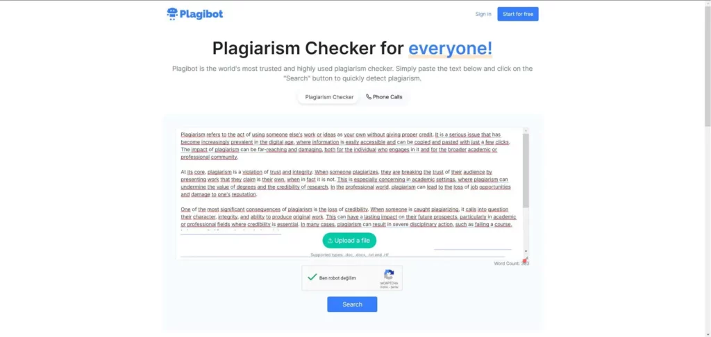 plagibot é um bom detector de texto com IA