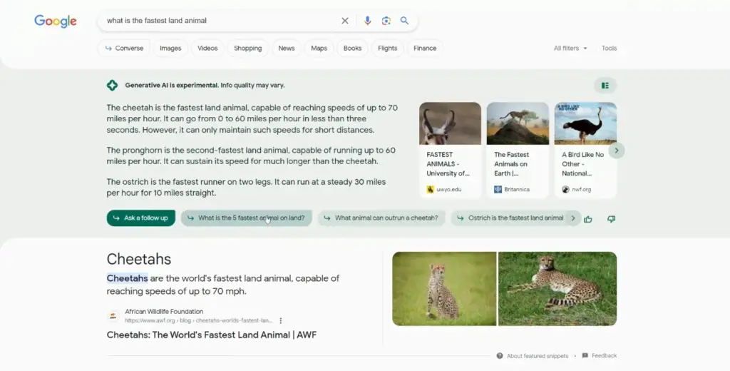 layout da busca do google com IA