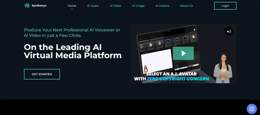 capa do site do gerador de voz com IA Synthesys