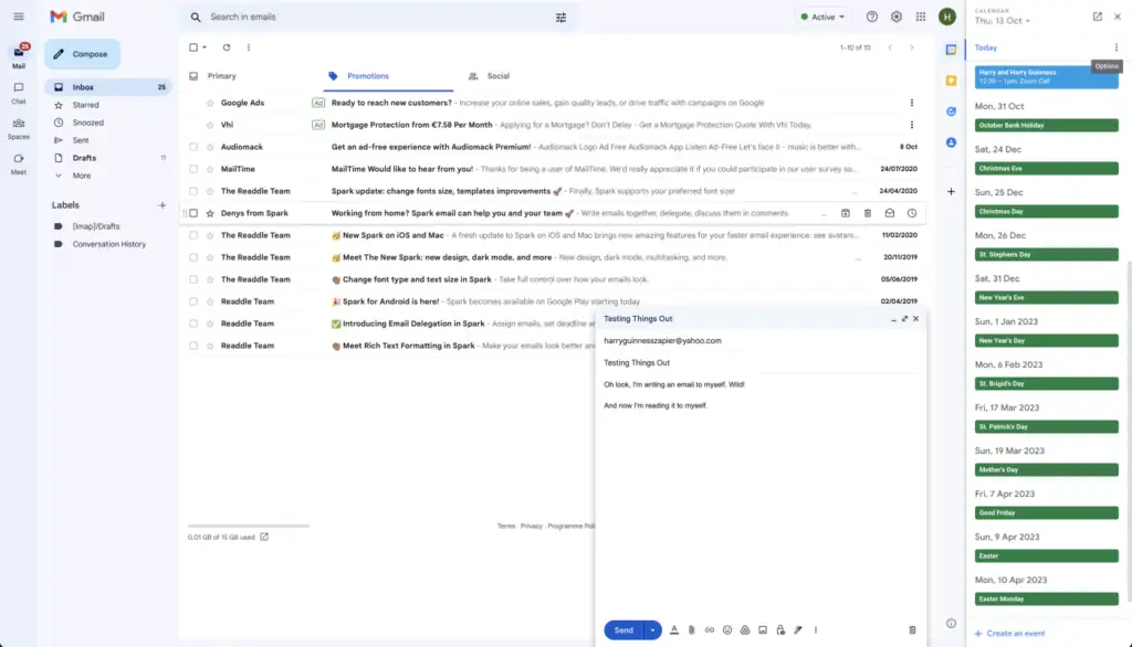 interface do gmail
