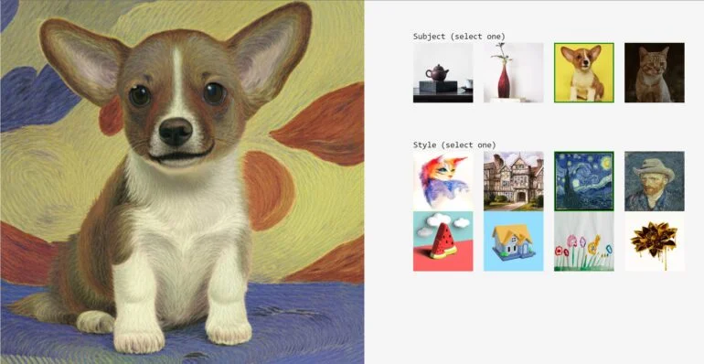 StyleDrop aprende um estilo e Dreambooth aprende um novo objeto, como um cachorro. | Imagem: Google