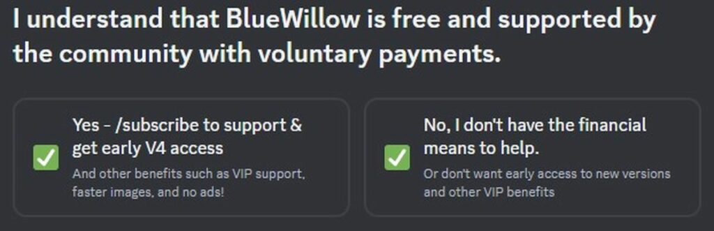 termos de uso da blue willow