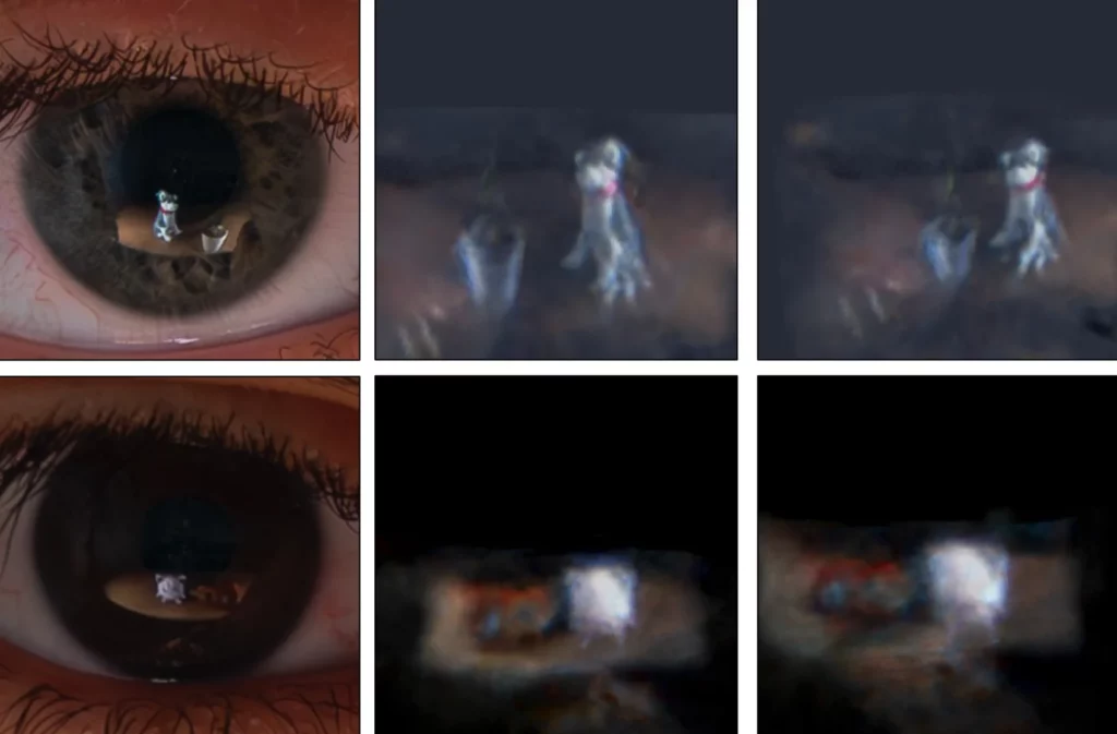 No projeto "Vendo o Mundo através dos Seus Olhos", os pesquisadores mostram que os reflexos do olho humano podem ser usados para reconstruir cenas em 3D. | Imagem: Alzayer, Zhang et al.