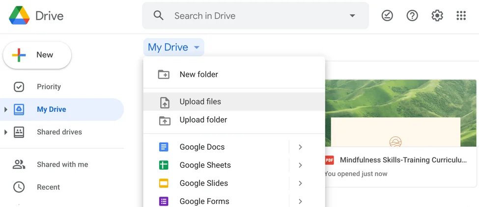 como enviar anexo grande no google drive