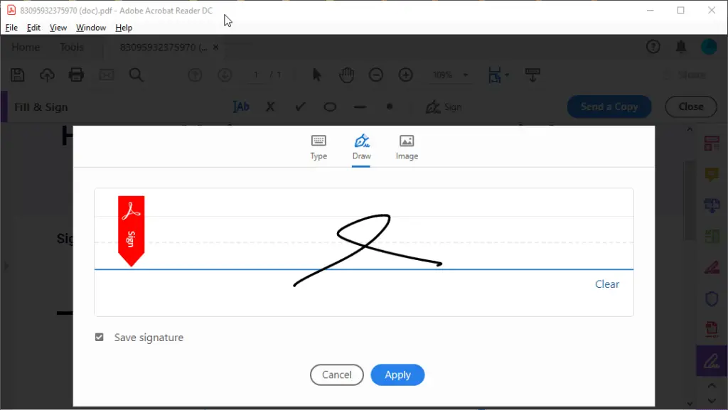 Arraste, redimensione e posicione a assinatura dentro do seu arquivo PDF.